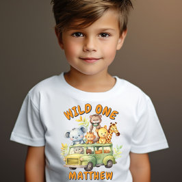 Vild en safari-pojkars födelsedag t shirt