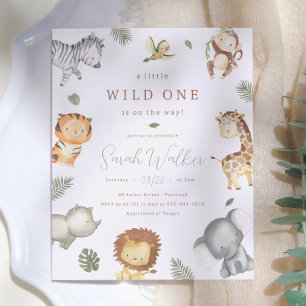 Vild en safari pojke budget baby shower inbjudan