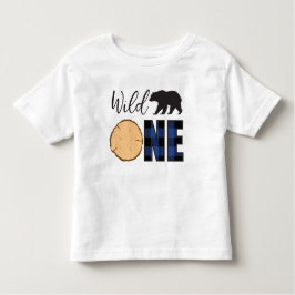Vild en svart björn blå karotröja 1-års födelsedag t shirt