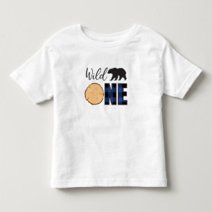 Vild en svart björn blå rutig 1-års födelsedagsklä t shirt