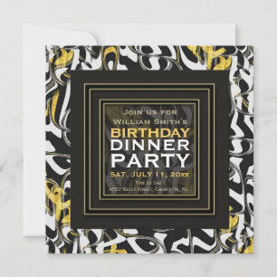 Vild en! Svart Vit Guld design Middagsparty Inbjudningar