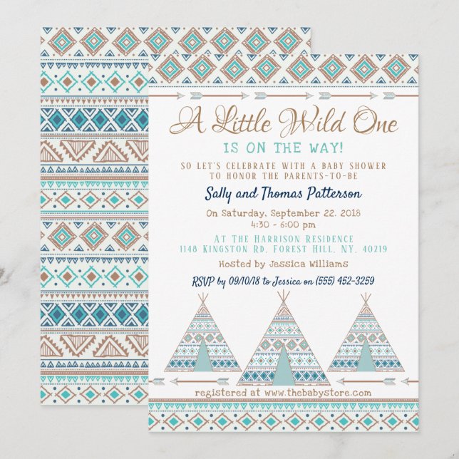 "Vild en" tribal baby shower Inbjudningar (Fram/baksida)