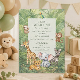 Vild en tropisk djungel baby shower inbjudan