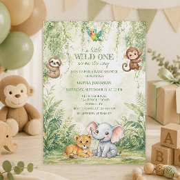 Vild en tropisk djungel baby shower inbjudan