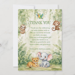 Vild en tropisk djungel baby shower tack kort