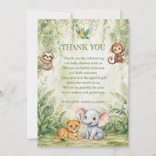 Vild en tropisk djungel baby shower tack kort