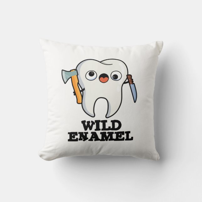 Vild Enamel Funny Vild Animal Tooth Pun Kudde (Framsida)