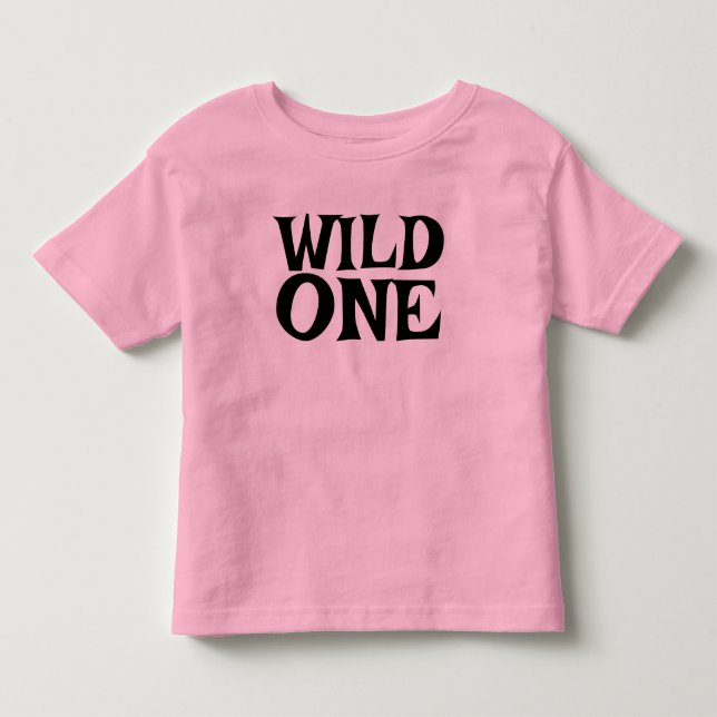VILD ENFÖRSTA FÖDELSEDAGSBABY Flicka ROSA T-SHIRT (Framsida)