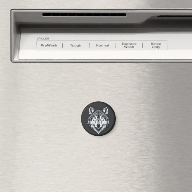 Vild Ensam Varg Huvud Grafisk Magnet (In Situ (Dishwasher))