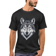 Vild Ensam Varg Huvud Grafisk T-Shirt