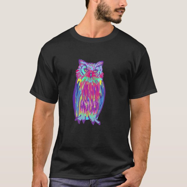 Vild Estetisk Grinig Uggla Rolig Uggla Vaporwave F T Shirt (Framsida)