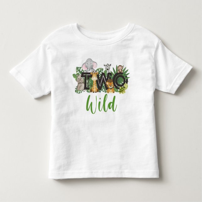 Vild Ett andra födelsedag för safari Party Småbarn T Shirt (Framsida)