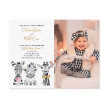 Vild Ett Animal Safari Baby 1st Birthday Photo