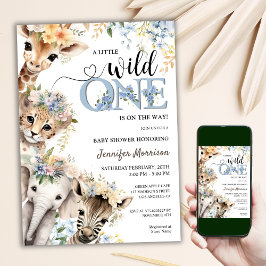 Vild ett är på väg | Boy Safari Baby Shower Inbjudningar