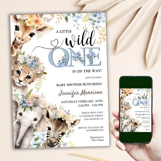 Vild ett är på väg | Boy Safari Baby Shower Inbjudningar (Skapare uppladdad)