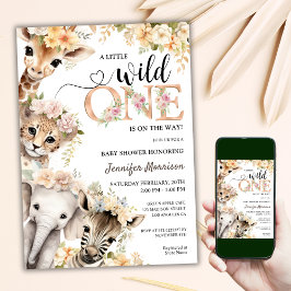 Vild ett är på väg | Girl Safari Baby Shower Inbjudningar
