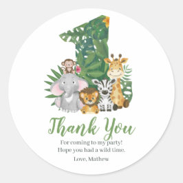 Vild Ett Baby 1:a födelsedagen Jungle Safari Runt Klistermärke