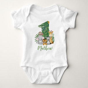 Vild Ett Baby 1:a födelsedagen Jungle Safari T-shi T Shirt
