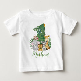 Vild Ett Baby 1:a födelsedagen Jungle Safari T-shi T Shirt