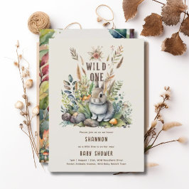 Vild Ett Baby Bunny Woodland Animals Rustic Inbjudningar