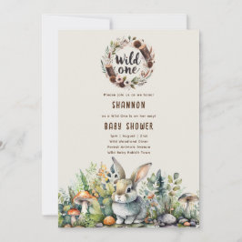 Vild Ett Baby Bunny Woodland Animals Rustic Inbjudningar