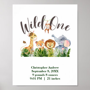 Vild Ett Baby djur Jungle Safari Birdstat Poster