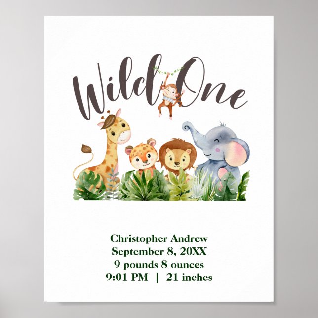 Vild Ett Baby djur Jungle Safari Birdstat Poster (Framsidan)