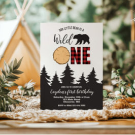 Vild ett björn Buffalo Play Första födelsedagen Inbjudningar