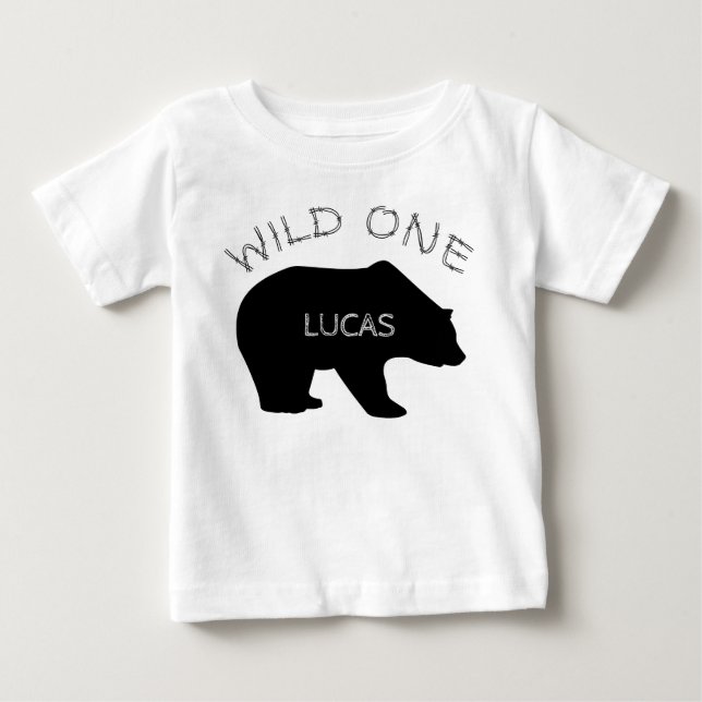 Vild ett björnskog 1:a födelsedagen tee shirt (Framsida)