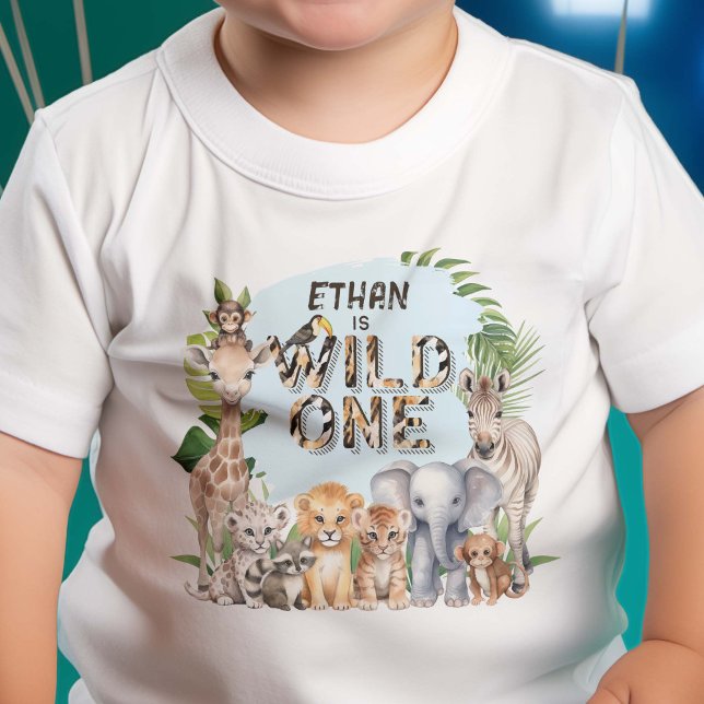 Vild Ett blått ungeldjur 1:a födelsedagen T Shirt (Skapare uppladdad)