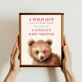 Vild Ett blixtblixt Bear Baby Shower Välkommen Poster