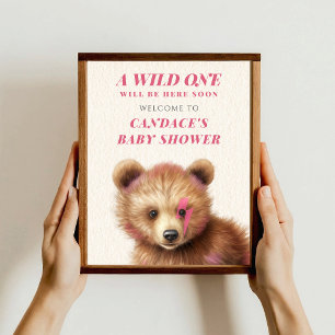 Vild Ett blixtblixt Bear Baby Shower Välkommen Poster