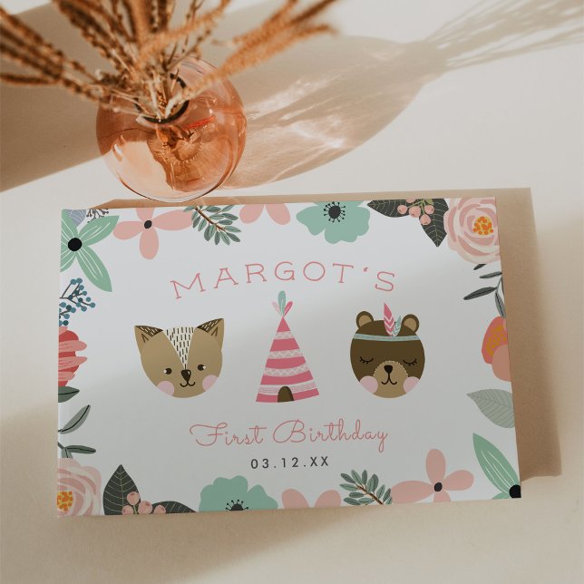 Vild ett | Boho Camping Themme Första Födelsedagsf Gästböcker (Skapare uppladdad)