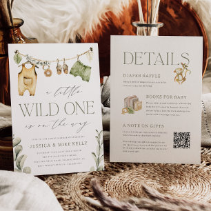 Vild ett Boho Safari All in One Baby Shower Inbjudningar