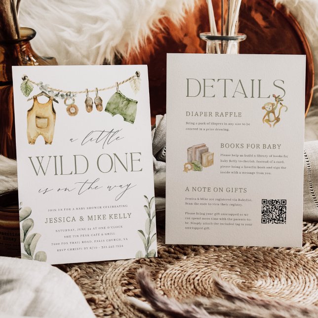 Vild ett | Boho Safari All in One Baby Shower Inbjudningar (Skapare uppladdad)