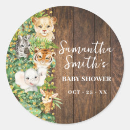 Vild Ett djur - Rustic Safari Guld Baby Shower Runt Klistermärke