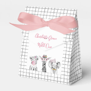 Vild Ett djur Safari Black White Rosa Birthday Presentaskar