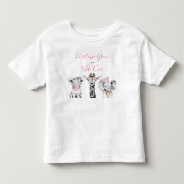 Vild Ett djur Safari Black White Rosa Birthday T Shirt