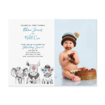 Vild Ett djur Safari Pojke 1:a födelsedagsfoto