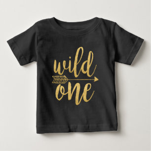 Vild ett Ett års gammalt Guld-skript T-shirt