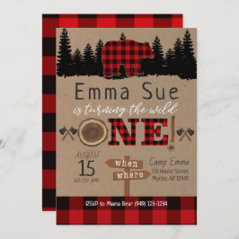 Vild Ett födelsedag med Flanals lilla födelsedag Inbjudningar