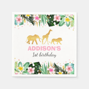 Vild Ett födelsedag ungle Animals Napkin Pappersservett