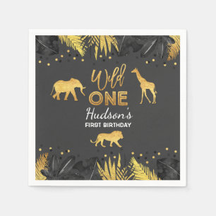 Vild Ett födelsedag ungle Animals Napkin Pappersservett