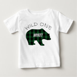 Vild Ett första födelsedag Bear Grönt Lumberjack-p Tee Shirt