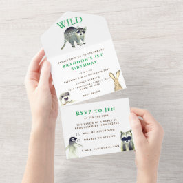 Vild Ett första födelsedag: Rustic Animal Watercol