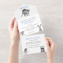 Vild Ett första födelsedag: Rustic Animal Watercol
