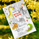 Vild Ett första födelsedag Safari Animals Cute Kid Inbjudningar<br><div class="desc">Vild 1:a födelsedag Safari Animals Cute Kids Invations Inbjudan har vismisk giraffe, elefant, lejon, zebra och krokodil, söt och färglöst vilda djur med texten "Vild 1" i det moderna typografiskript för orange som accentueras med nummer 1, ballonger och konetti. Perfekt för pojke eller flicka barn i första födelsedagsfesten firande. Skicka...</div>