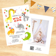 Vild Ett första födelsedag Safari Animals Cute Pho