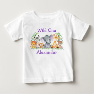 Vild Ett första födelsedag Safari Animals Lila T Shirt