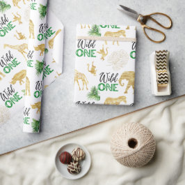 Vild Ett första födelsedag Tropical Jungle Safari Presentpapper